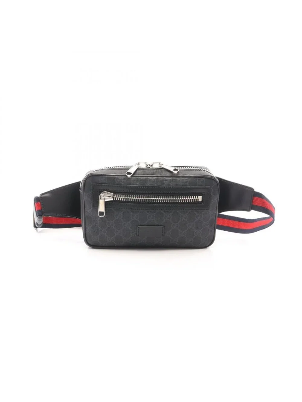 Gucci Waist Bag Soft GG Supreme Sherry Line Black Gray Navy Canvas Leather